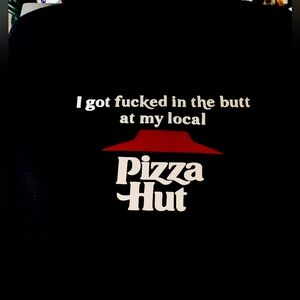 Funny Pizza Hut Parody Soft Black Graphic Tee Gay LGBTQ Punk NSFW